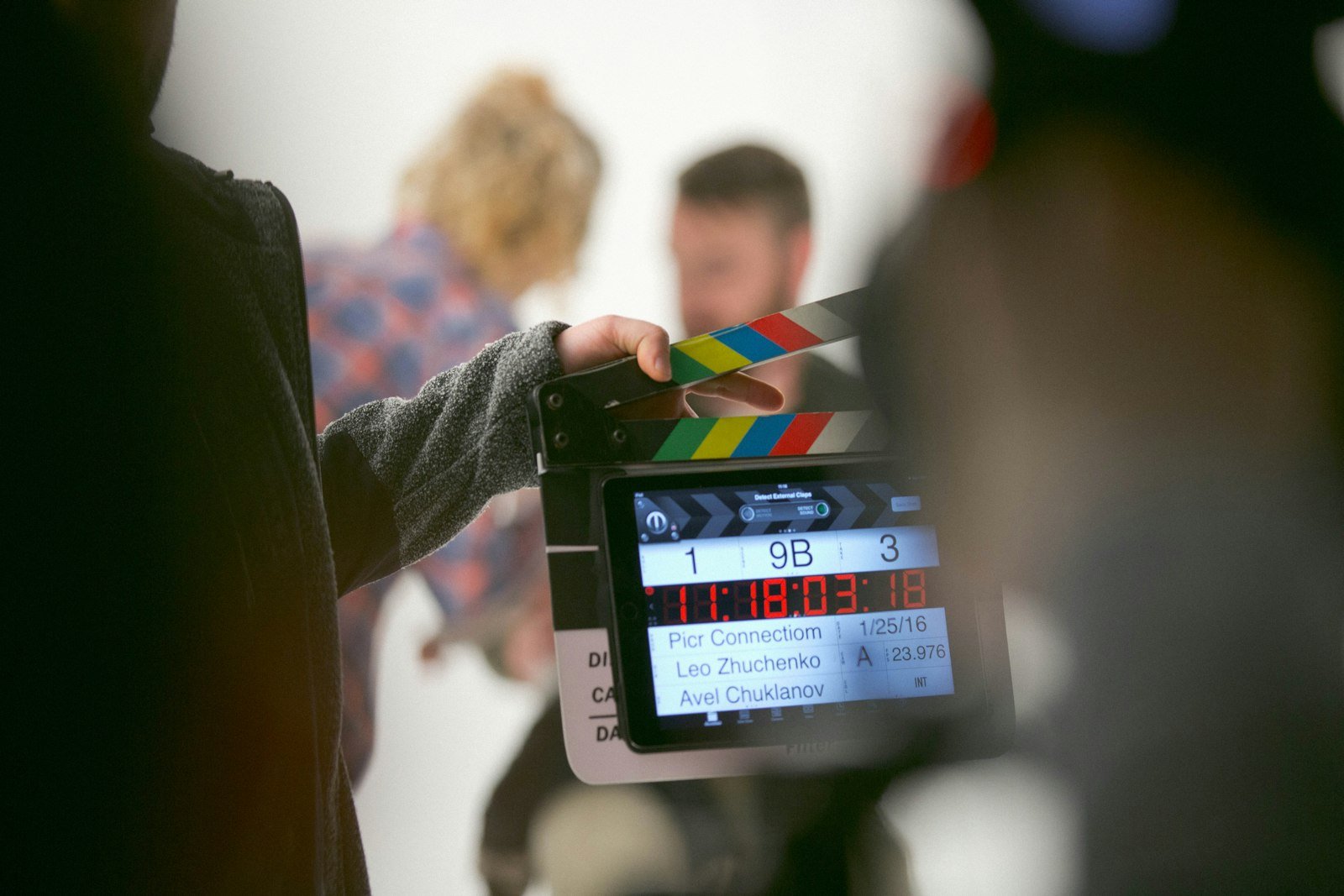 Clapperboard on a commercial video shoot – film production company in Delhi